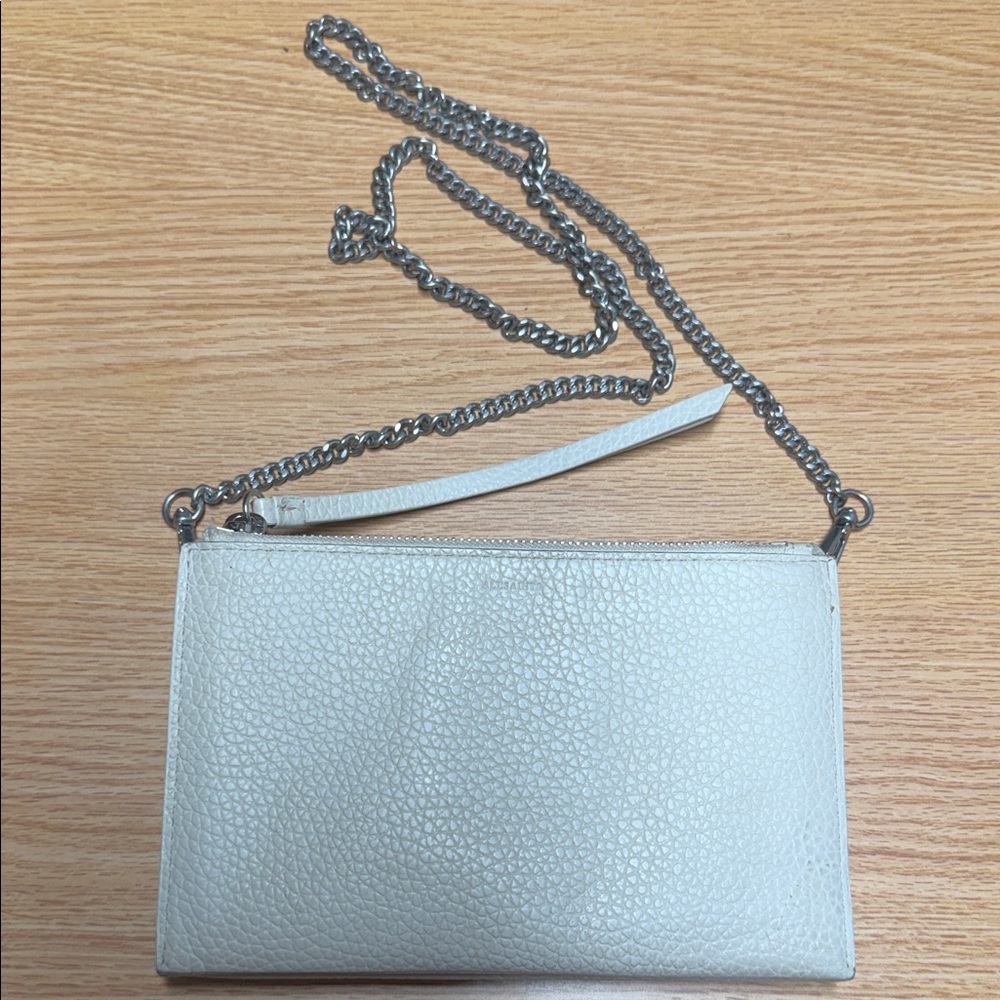 AllSaints White Pebbled Leather Chain Crossbody